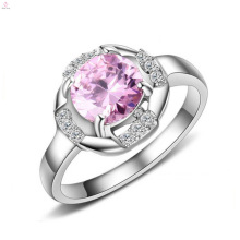 Anillos de mujer con incrustaciones de piedra de diamante rosa grande de acero inoxidable de moda